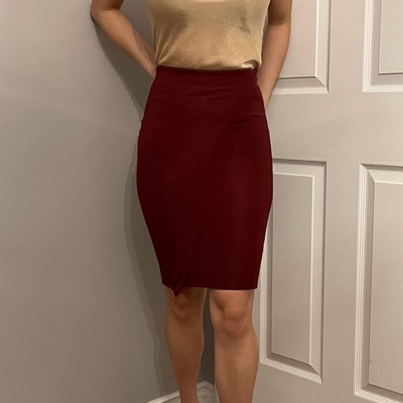 Zara Wine Midi Bandage Pencil Skirt - Picture 1 of 8